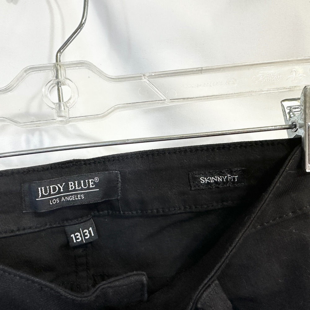 Judy Blue Size 13/31 Jeans Black Skinny Jegging Leopard Stripe Mid Rise 1655 - Picture 10 of 10